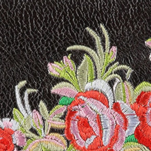 $14  FLOWER EMBROIDERED VINYL CLUTCH WALLET - Picture 3 of 3